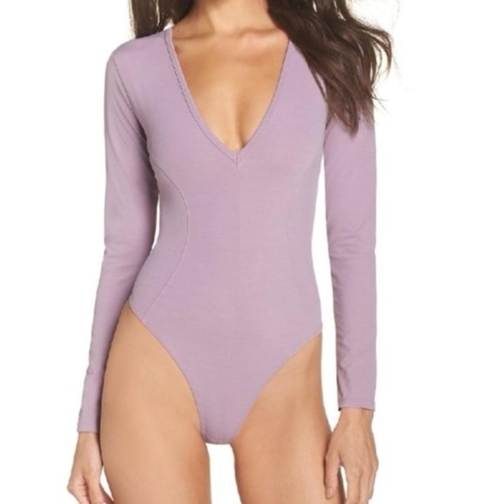 Free People Lavender V Neck Bodysuit